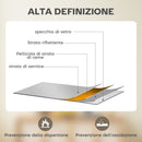 Specchio da Bagno a Parete Rettangolare 70x90 cm con Ganci in Vetro e MDF Nero      
