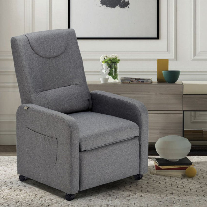 Poltrona Relax Reclinabile Manuale 62x71x100 cm in Tessuto Grigio Scuro