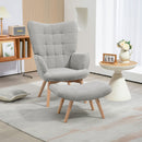 Poltrona da Salotto con Pouf Poggiapiedi 72x80x101 cm in Velluto a Costine Grigio  