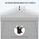 Gazebo da Giardino 300x300 cm Pieghevole ad Altezza Regolabile con Finestrelle in Acciaio e Tessuto Oxford Grigio Chiaro  