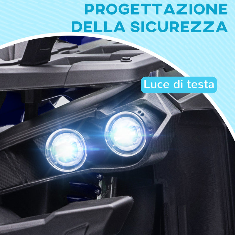 Quad Elettrico per Bambini 12V con Fari e Pedale Blu   