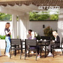 Set da Giardino con Tavolo da Pranzo Rettangolare e 6 Sedie Impilabili Marrone     