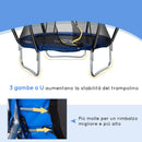 Trampolino Tappeto Elastico per Bambini Ø225x235 cm in Acciaio e PVC Nero e Blu