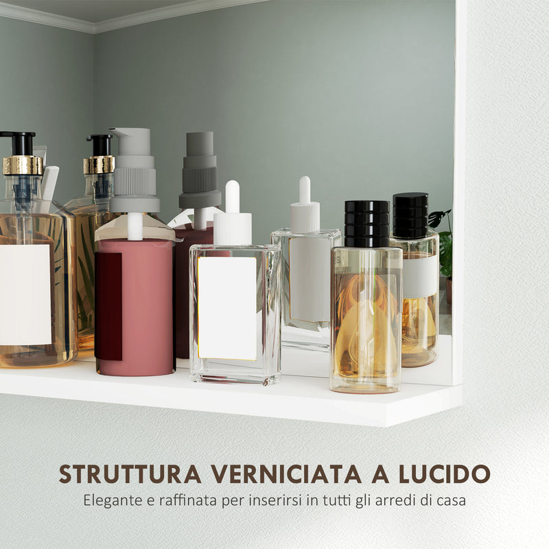 Specchio da Bagno da Parete con Mensola 50x12x60 cm Bianca 