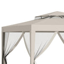 Gazebo da Giardino con Zanzariera Doppio Tetto 3x3m Telaio in Metallo Beige