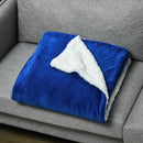 Coperta Plaid Dubleface 203x152x0,5 cm in Flanella 220 GSM e Sherpa 260 GSM Blu Scuro