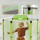 Tappeto Elastico per Bambini 3-6 Anni Ø140x190 cm con Rete di Sicurezza Verde   