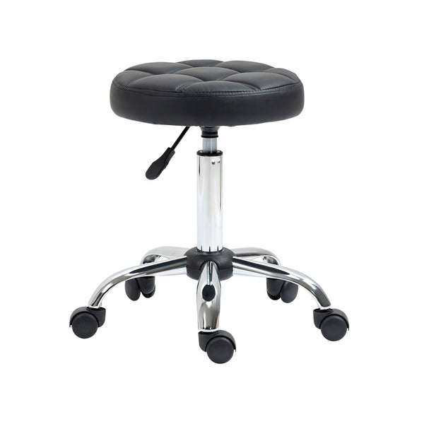 sconto Sgabello Girevole Rotondo con Ruote Ø35,5x51-67 cm Altezza Regolabile in Similpelle Nero