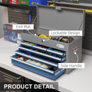 Cassetta Attrezzi con 6 Cassetti un Bauletto e 2 Chiavi 60x26x34 cm in Acciaio Blu