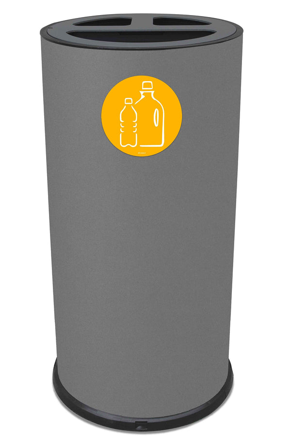 Pattumiera Per Raccolta Differenziata Ø35xh72 cm In Acciaio Verniciato 3 Scomparti Grigio prezzo