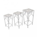 Set 3 Fioriere Vincent in Acciaio Bianco Antico