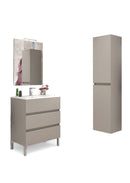 Mobile da Bagno a Terra con Lavabo 100 cm e Specchio Bali Light Tortora      