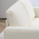 Divano 2 Posti Moderno 138x70x80 cm con Cuscini Rimovibili e Lavabili in Ciniglia Bianco Crema  