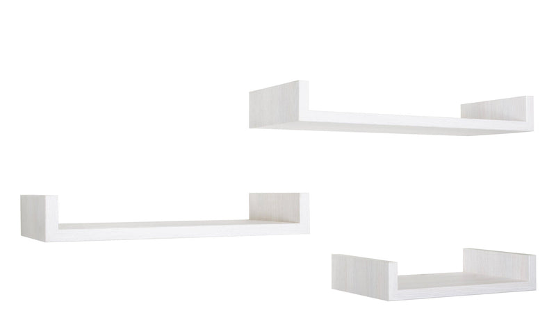 Set 3 Mensole da Parete 60-50-40x23,7x8 cm in Fibra di Legno Calamita Maxi  Rovere Sbiancato