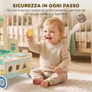 Girello per Bambini 1-3 Anni 41x31,5x47 cm Carrello Primi Passi con Vano Portaoggetti in Legno Multistrato Verde      