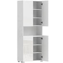 Credenza da Cucina Alta 68x34x180 cm Mobile Dispensa con Ante Soft-Close in MDF Bianco Lucido      