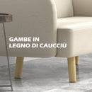 Divano 2 Posti 140x74x79 cm in Effetto Velluto Bianco Crema  