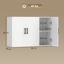Mobile Bagno da Parete 90x30x60 cm con 3 Ante e Ripiano Regolabile Salvaspazio in MDF Bianco      