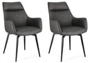 Set 2 Poltrone 56x65x92h cm Lawrence Pu Antracite 