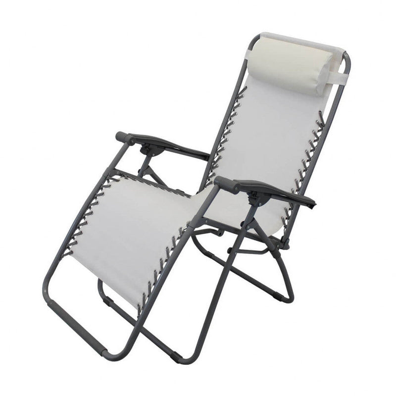 Sedia Sdraio Zero Gravity Reclinabile Pieghevole 88x65x110 h cm in Textilene Beige