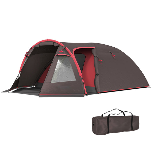 sconto Tenda da Campeggio Impermeabile 360x250x130 cm da 2-4 Persone con Stanze Separate e Doppie Porte Grigio