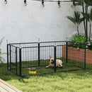 Recinto per Cani a 6 Pannelli Modulabili da 80x1,5x60A cm con Porta di Ingresso in Acciaio Nero    