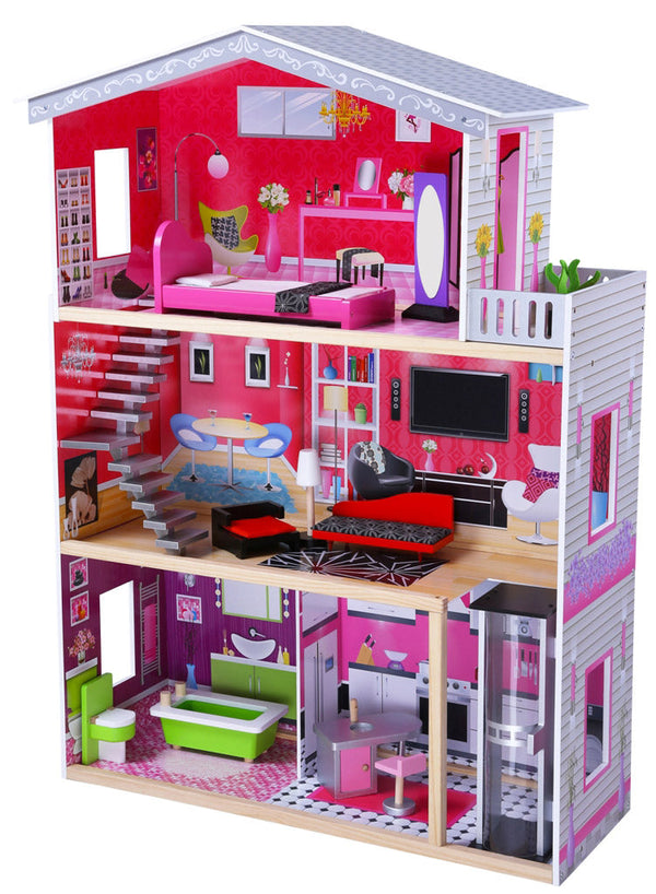 Puppenhaus 3 Etagen 83x32x115cm in Wood Miller Villino Fashion prezzo