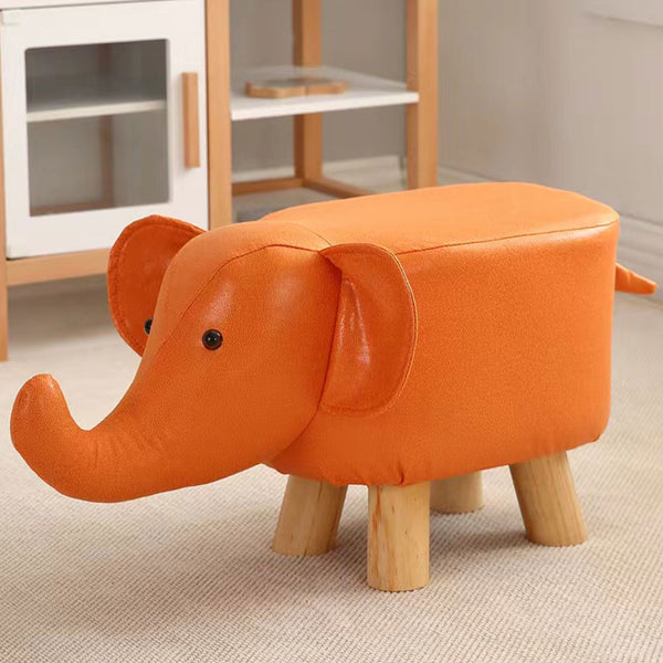 acquista Sgabello Poggiapiedi Basso per Bambini a Forma di Elefante Pouf Arancione