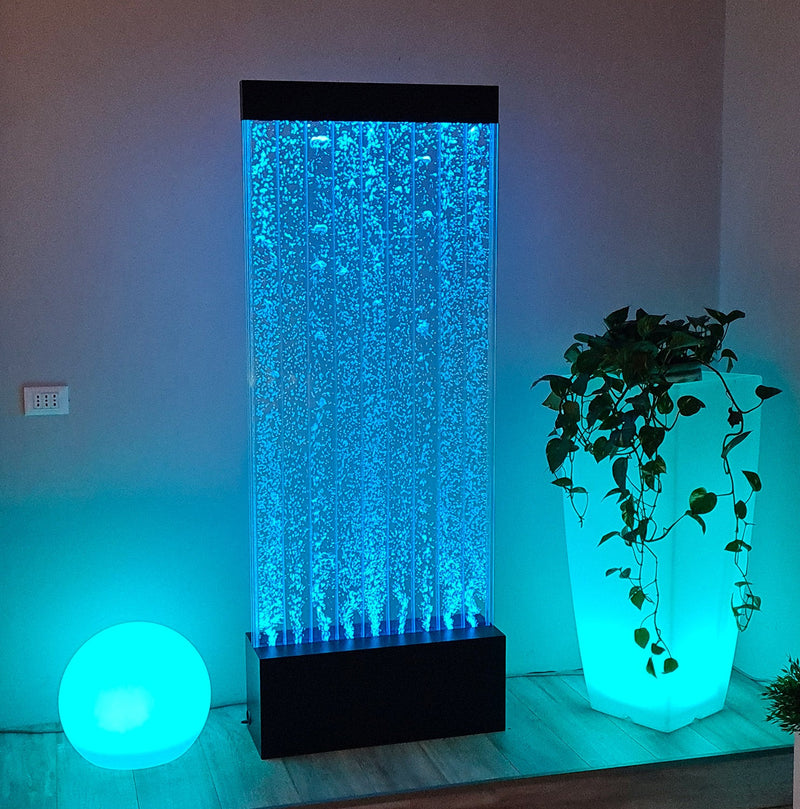 Muro d’Acqua con Bolle Verticali 70x180 cm in Plexiglas con LED Perlage Corallo Stretto