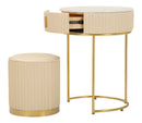 Comodino Toeletta con Puff Pok Ø52x70 cm in Pino e MDF e Spugna e PU e Metallo      