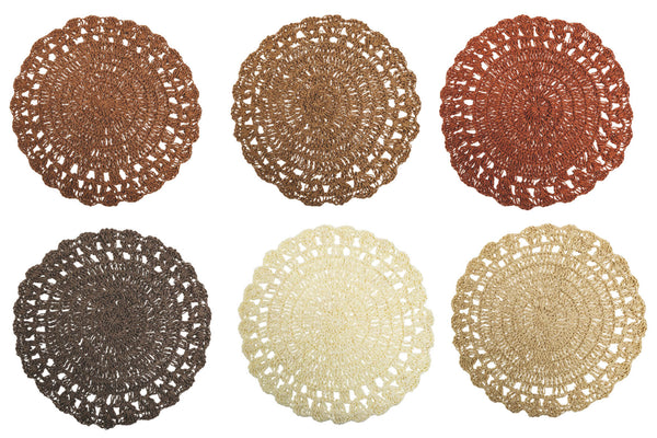 acquista Set mit 6 runden Tischsets Ø38 cm Villa d'Este Home Tivoli Crochet Chocolate