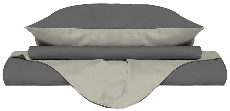 Copripiumino con Sacco e Federe Doubleface Fumo\/Panna Varie Misure