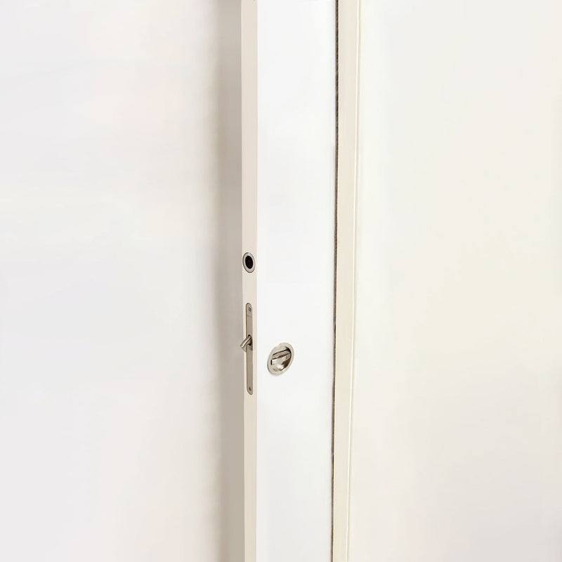 Kit di Serratura con Nottolino Rotondo per Porte Scorrevole Acciaio Nichel Satinato. Emuca