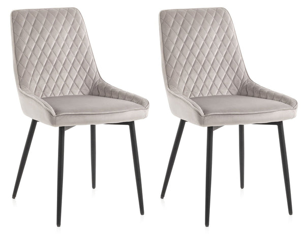 online Set mit 2 Stühlen 46,5 x 48 x 84,5 cm in grauem Samt