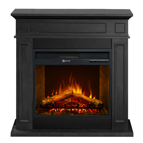Camino Elettrico da Terra 89,5x90,5x28 cm Jefferson in Legno Nero sconto