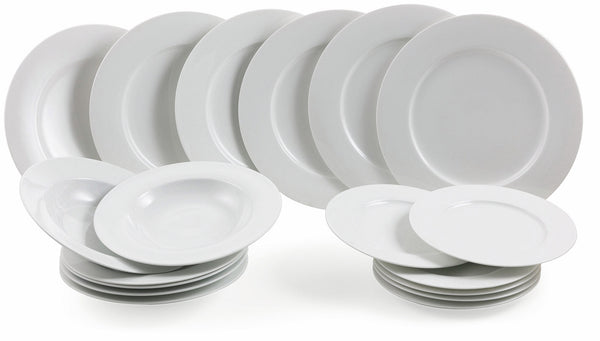 sconto Villa d'Este Home Tivoli Einfaches Tafelservice aus Porzellan, 18-teilig, Weiß