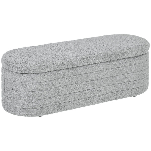 Panca Contenitore Fondo Letto 116x41x40,5 cm in Tessuto Teddy Grigio Chiaro online