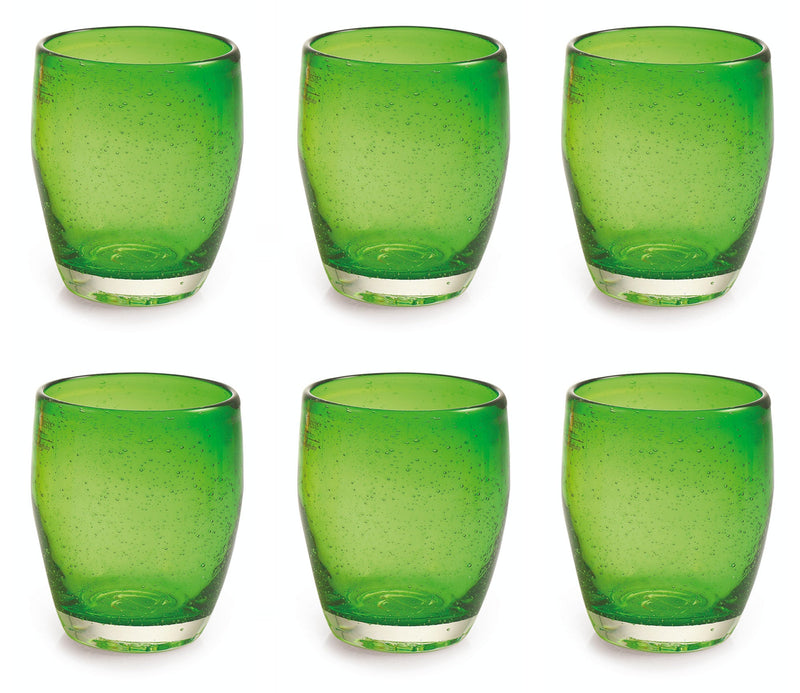 Set 6 Bicchieri Ø7,3x10 cm in Vetro Soffiato Villa d'Este Home Tivoli Acapulco Verdi