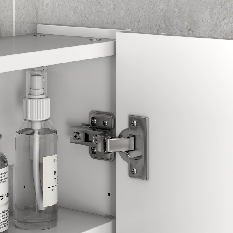 Specchio da Bagno Pensile a 3 Ante  90x13,5x60 cm Rivestimento in Melamina Bianco  