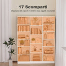 Libreria 149x23,6x188 cm con Ripiani Regolabili e Antiribaltamento in Truciolato e MDF Bianco      