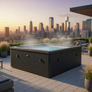 Piscina Spa Vasca Semi-Rigida 180x180x70 cm 6 Posti Riscaldamento Integrato Struttura in Schiuma NetSpa Celestia Nero Carbone