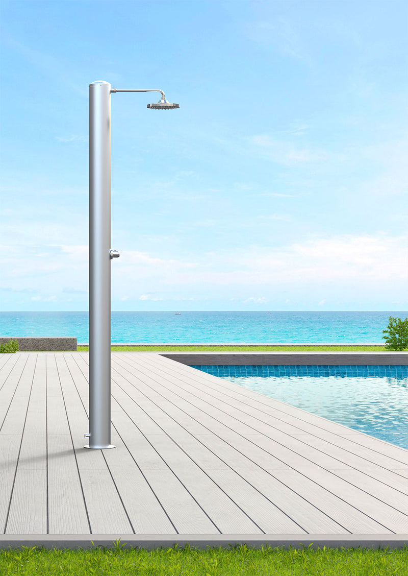 Doccia Solare da Giardino 28 L Soffione Eco Rain e Miscelatore Temporizzato Tevere TX Satinato 