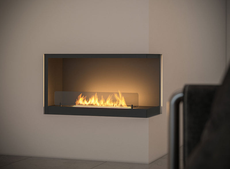 Camino a Bioetanolo da Incasso 80x45 cm Inside P800 V2 Angolo a Destra Nero con Vetro