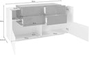 Credenza 2 Ante Battenti e 4 Cassetti 160x86x45 cm New Coro Bianco Lucido e Ardesia
