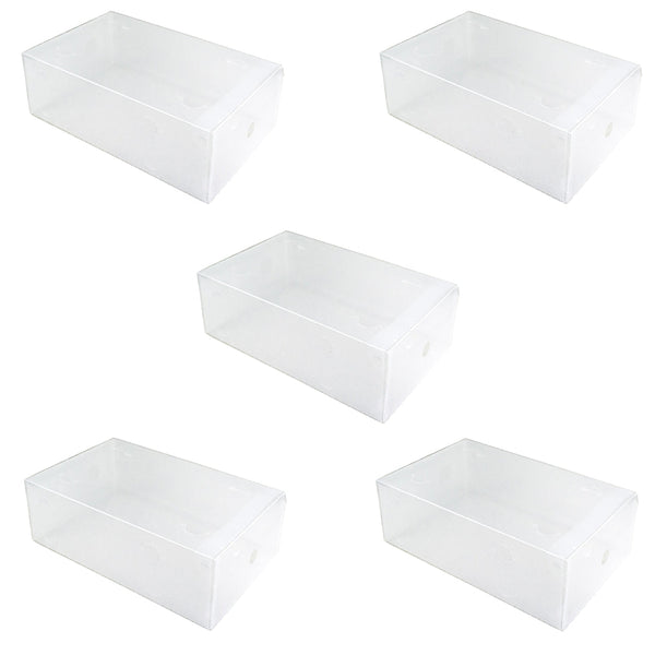 5er Set Schuhkartons 30x18x9,5 cm Transparente platzsparende Ordnungsbox prezzo