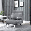 Poltrona Letto Singolo con Schienale Regolabile a 5 Livelli e Cuscino 65x69x80 cm in Tessuto Grigio Chiaro
