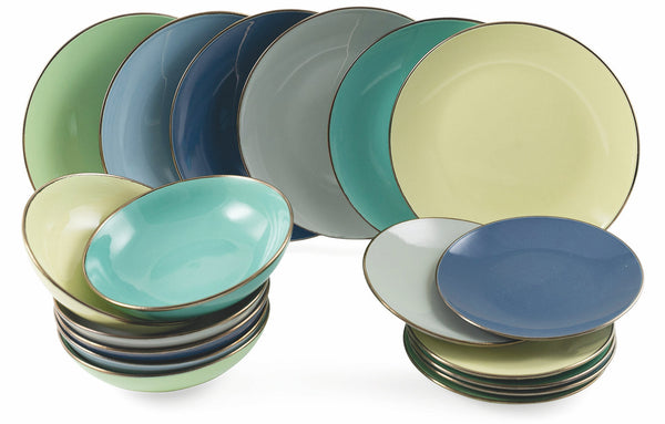 Villa d'Este Home Tafelservice aus Steinzeug 18-teilig Tivoli Royal Light prezzo