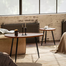 Set 2 Tavolini da Salotto Sovrapponibili in MDF e Gambe in Metallo Colore Legno Scuro    