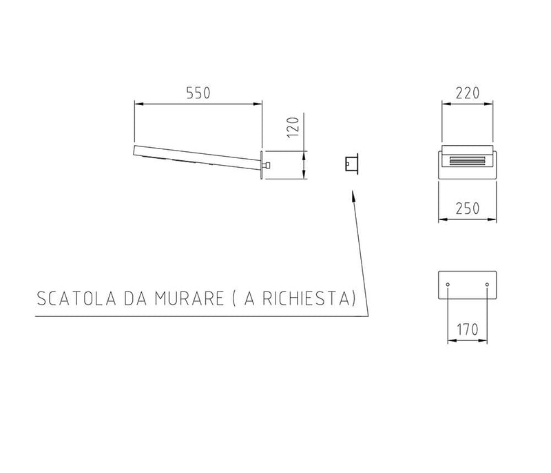 Braccio Doccia Bagno Soffione Incassato in Acciaio Ama Luxury Ninfe