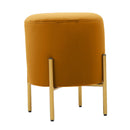 Pouf Ø35x42 cm in velluto nocciola con piedi ottone